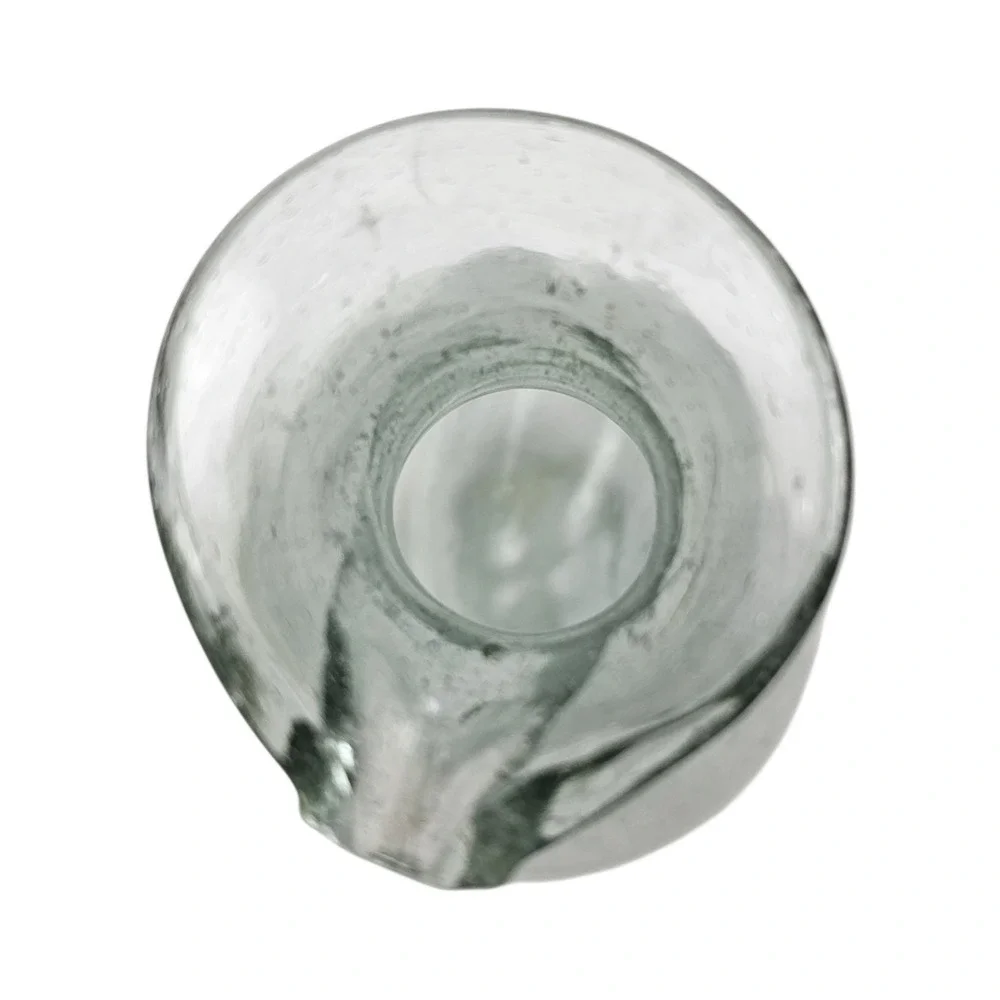Hand Blown Seed Glass Sake Carafe Decanter with Internal Ice Pocket Chiller